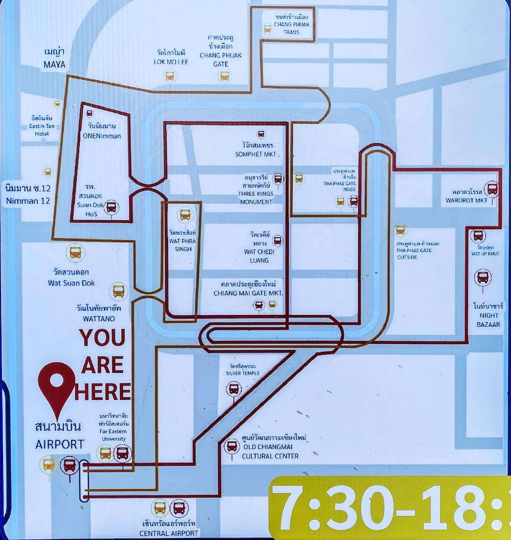 チェンマイ空港のシティバスルート