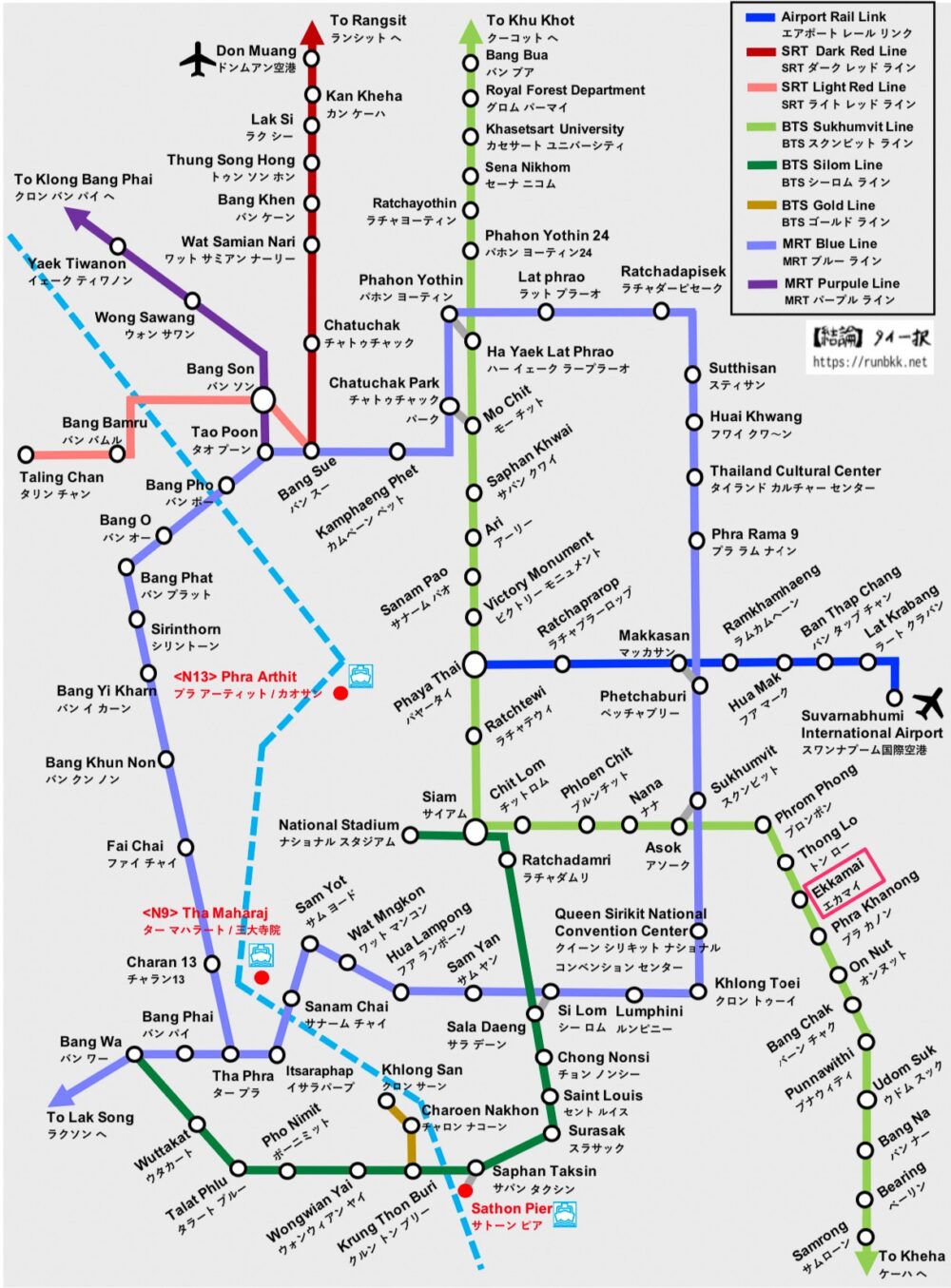バンコクの路線図（BTSエカマイ）