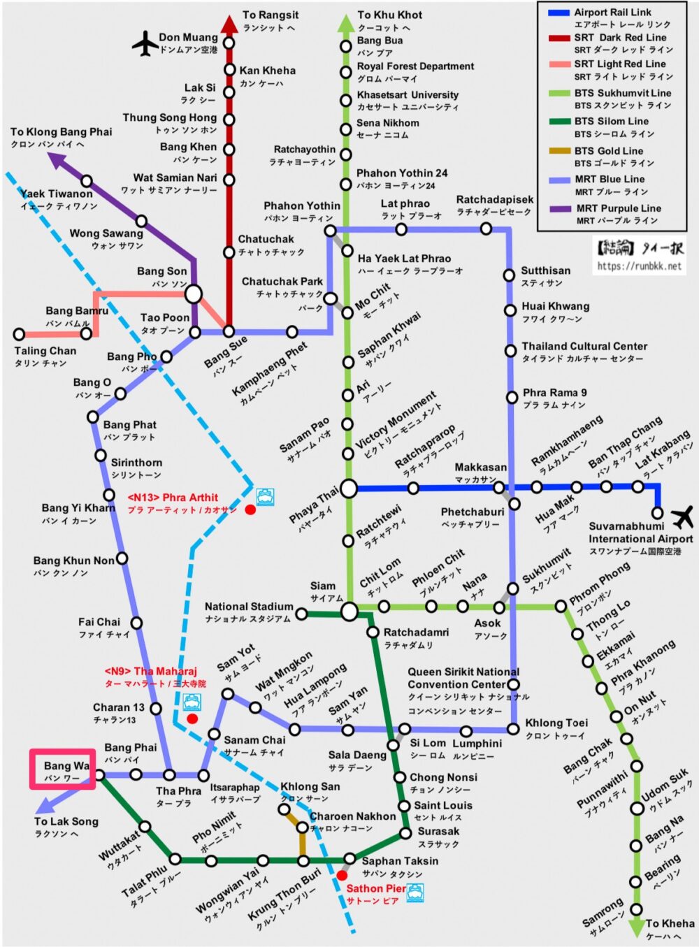 バンコクの路線図（BTSバーンワー）