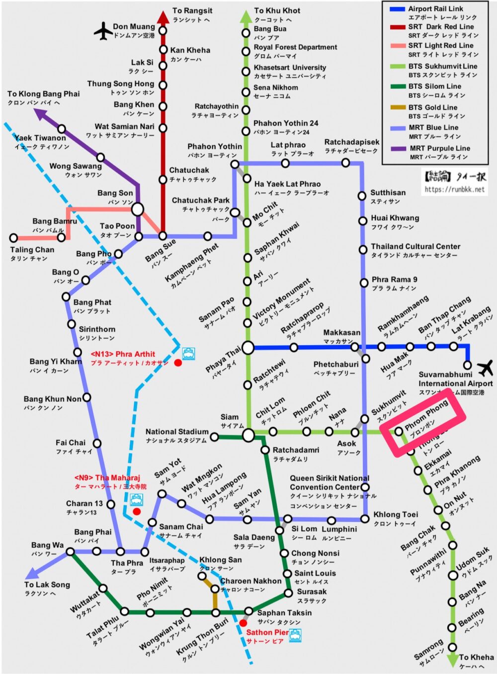 バンコクの路線図（BTSプロンポン）