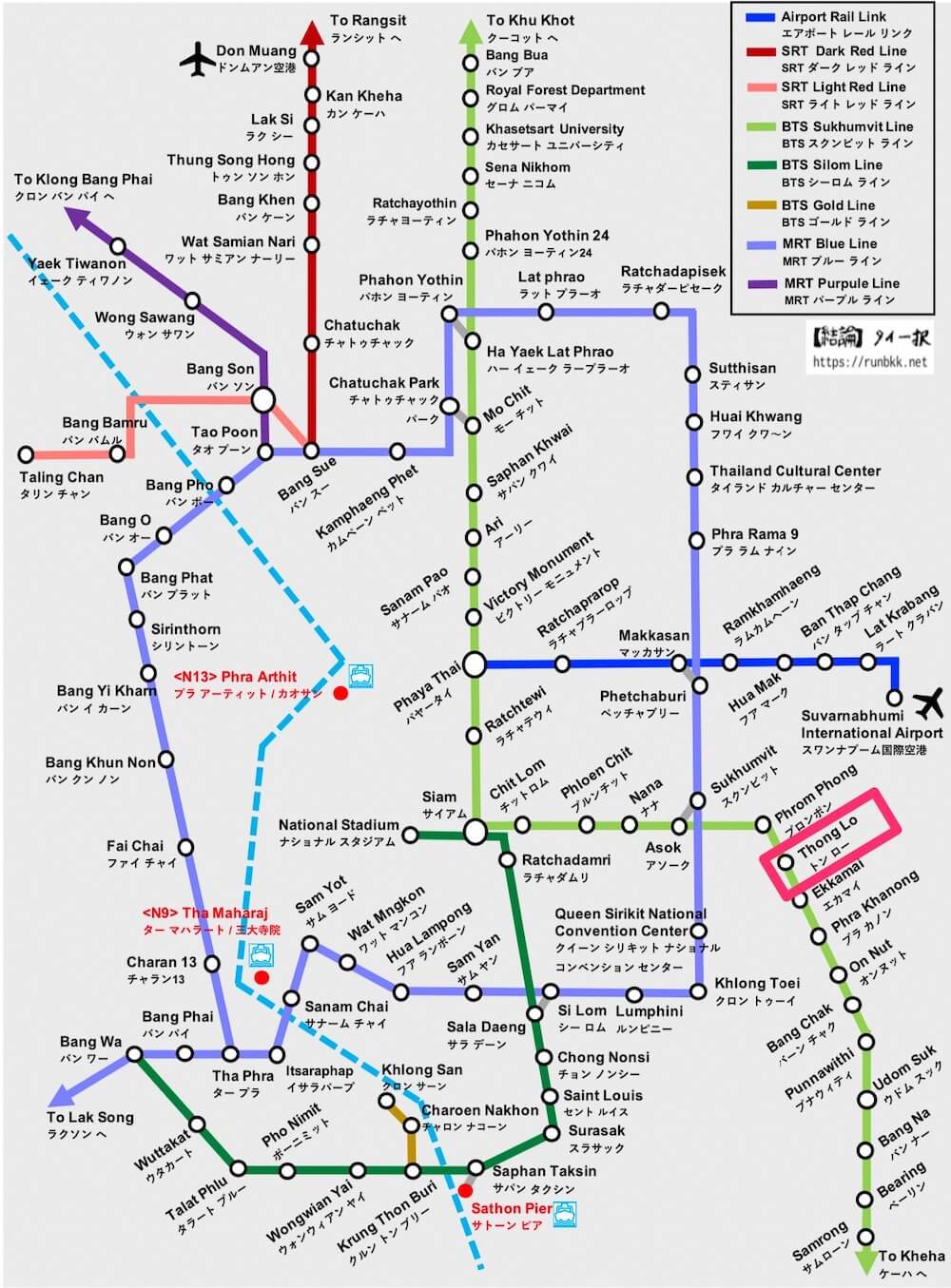 バンコクの路線図（BTSトンロー）