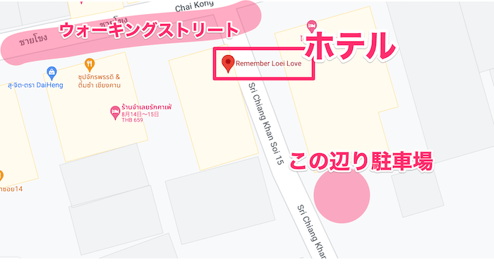 リメンバー ルーイ ラブ（Remember Loei Love）の駐車場を記した地図