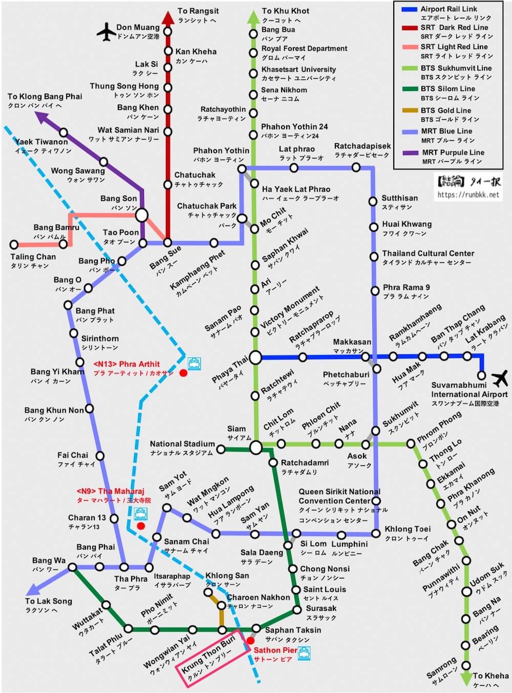 バンコクの路線図（BTSクルントンブリー）