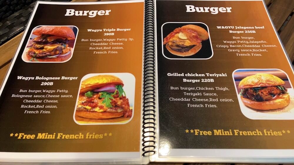 キングコング バーガー アンド ステーキ パタヤ（King Kong Burger and Steak Pattaya）の和牛ハンバーガーのメニュー