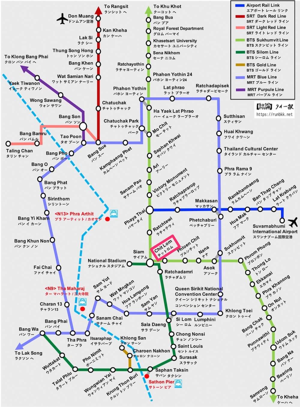 バンコクの路線図（チットロム / ChitLom）
