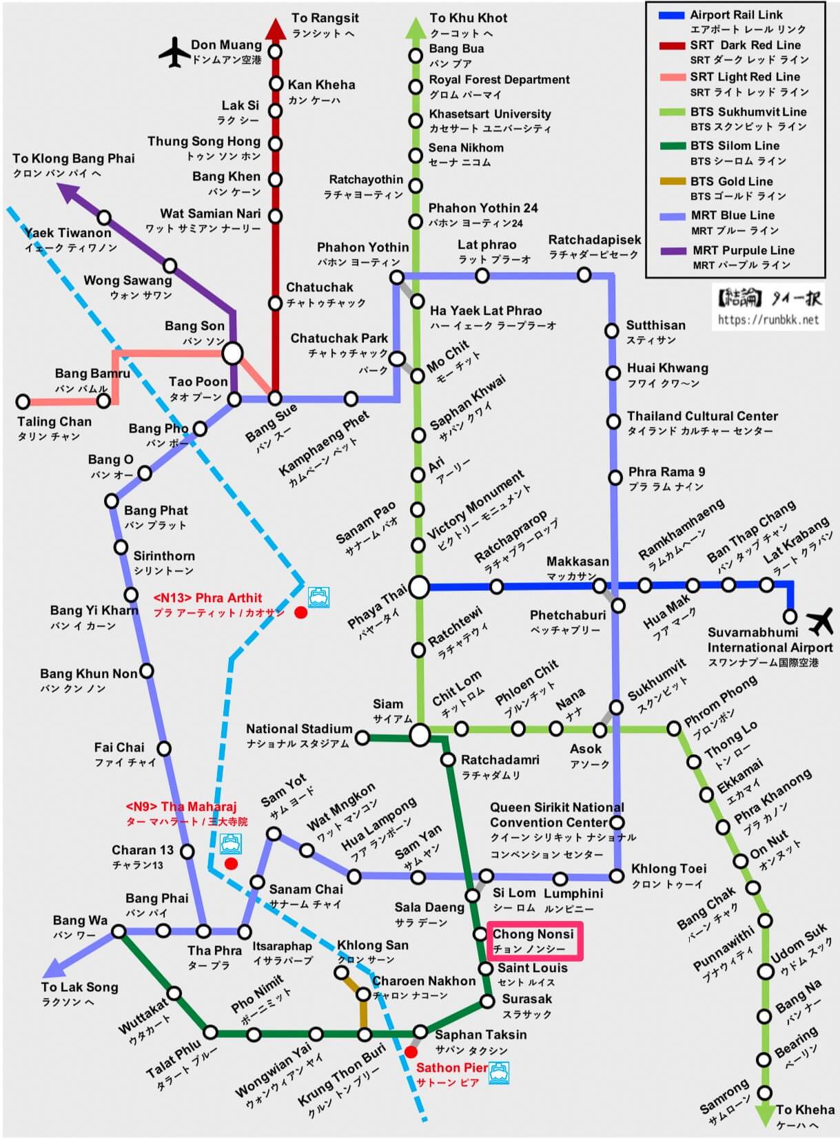 バンコクの路線図（BTSチョンノンシー）