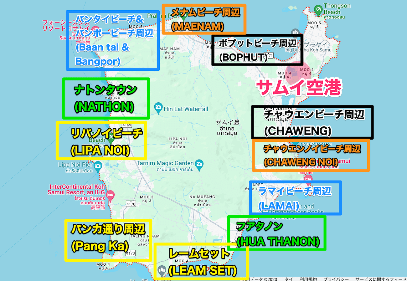 サムイ島のエリア地図