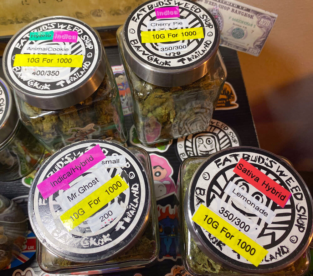バンコクの大麻ショップ「ファット バッズ ウィード（Fat Buds Weed）」で販売されている大麻３