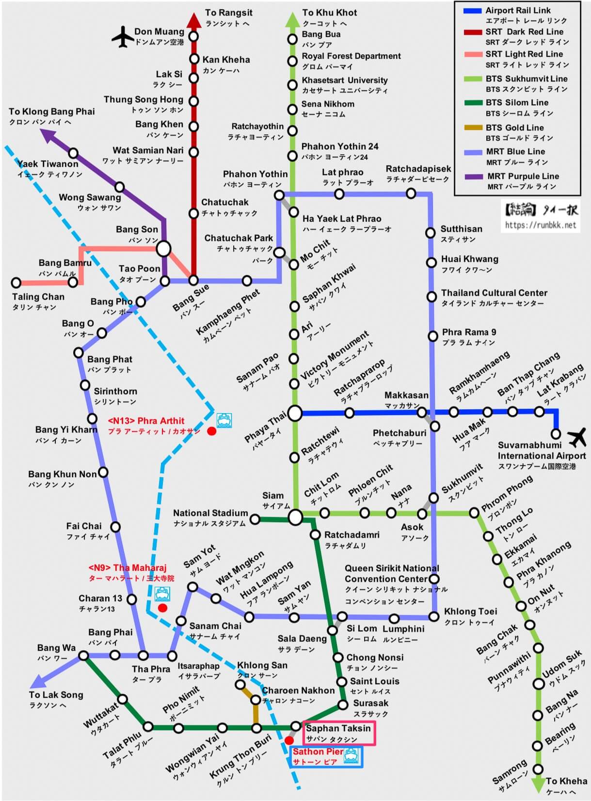 バンコクの路線図（BTSさパーンタクシン）
