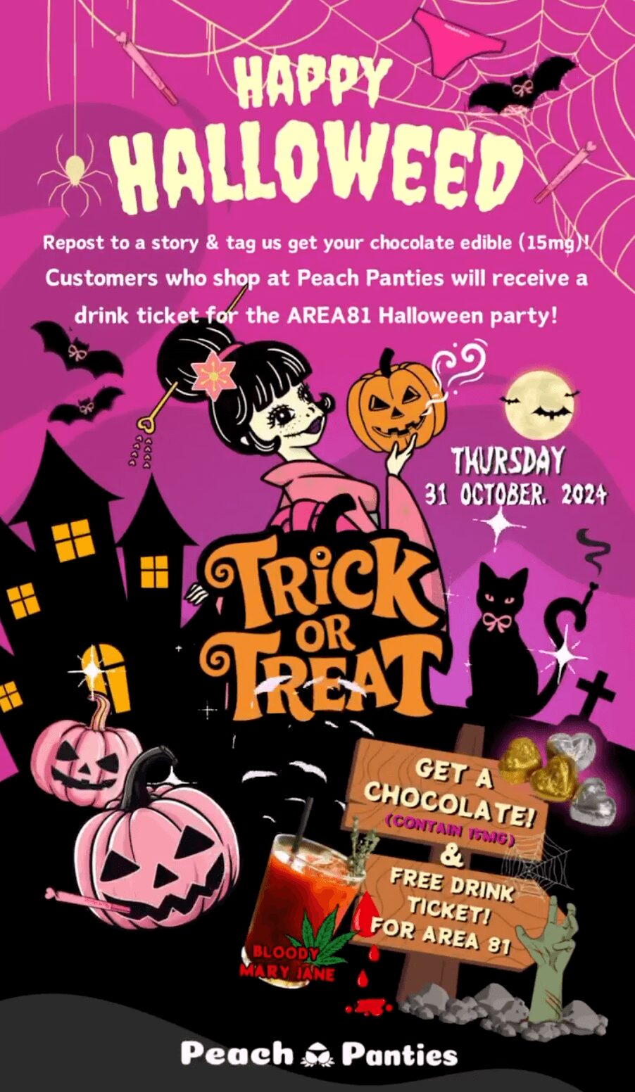 ハロウィンイベントのピーチパンティーズ（Peach Panties）のポスター