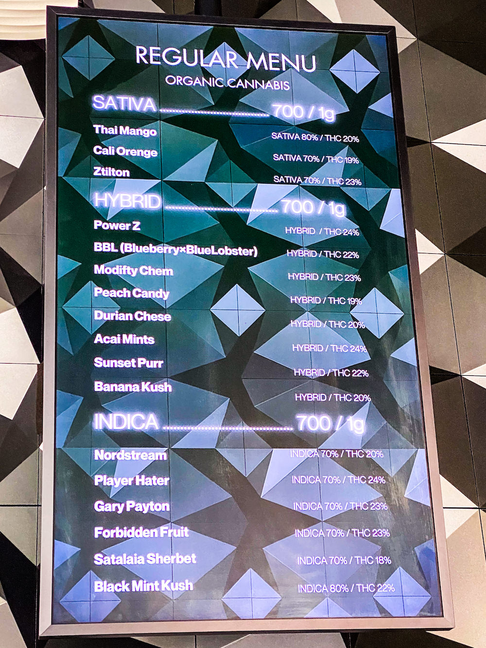 IZUMO GREEN BANGKOKのレギュラーメニュー