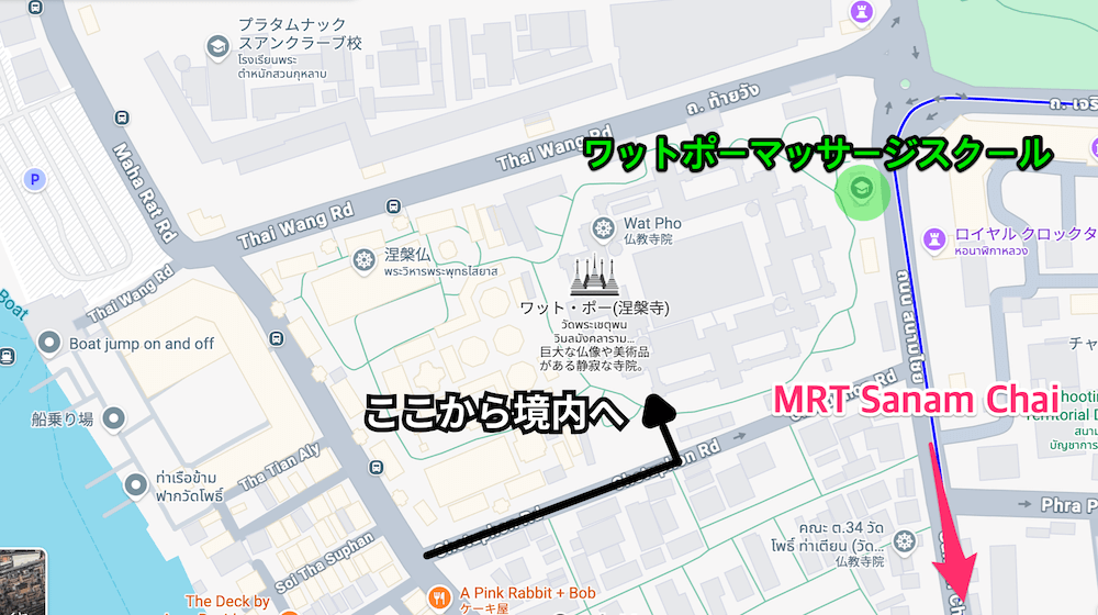 ワットポー入り口の地図