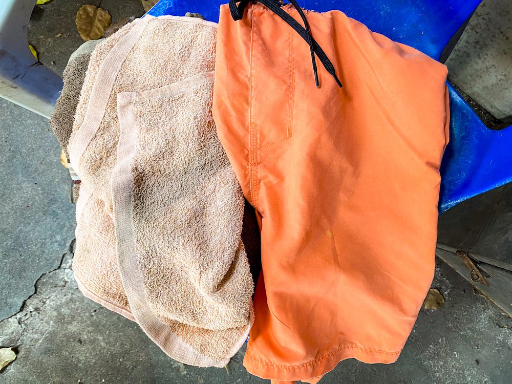 ワットカチョンシリのハーバルスチームサウナでレンタルしたサウナパンツと田タオル