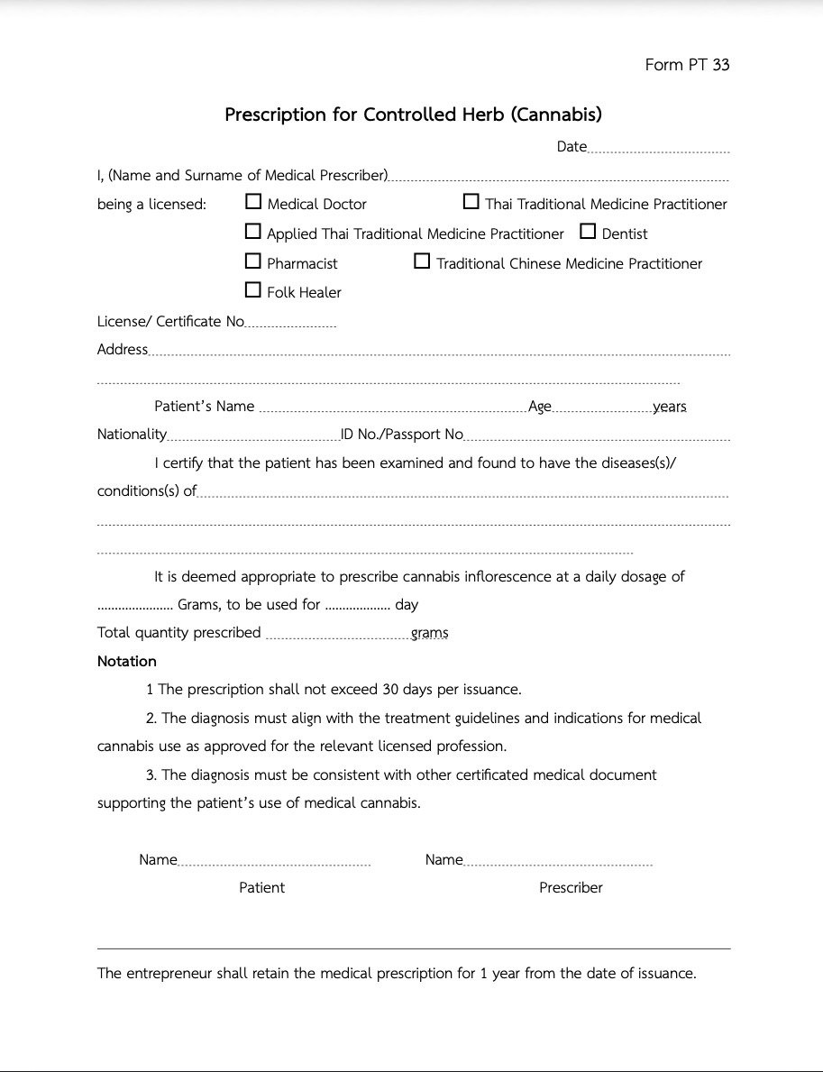 医療大麻の処方箋